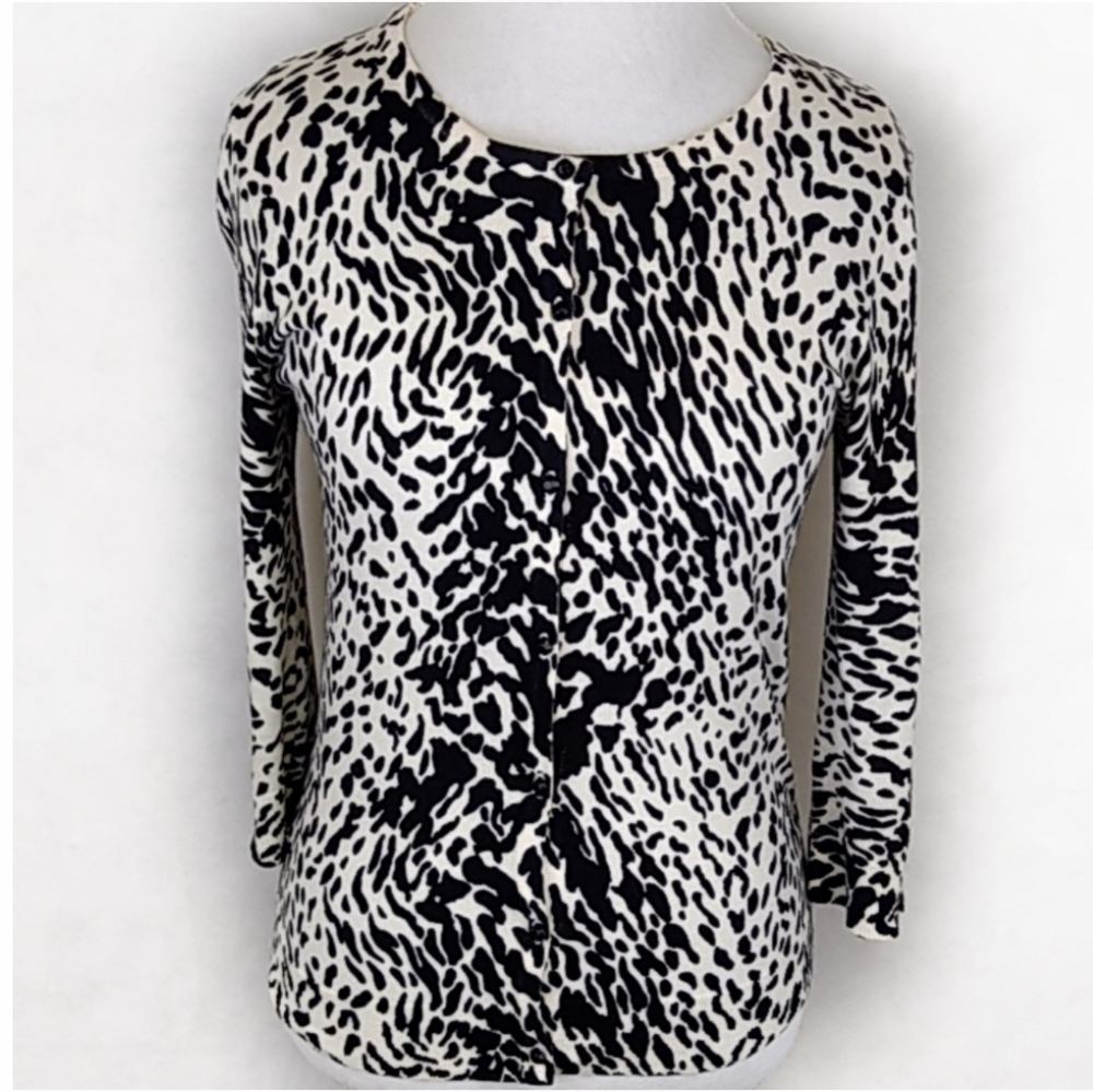 Talbots Animal Print Cardigan Size Small Petite